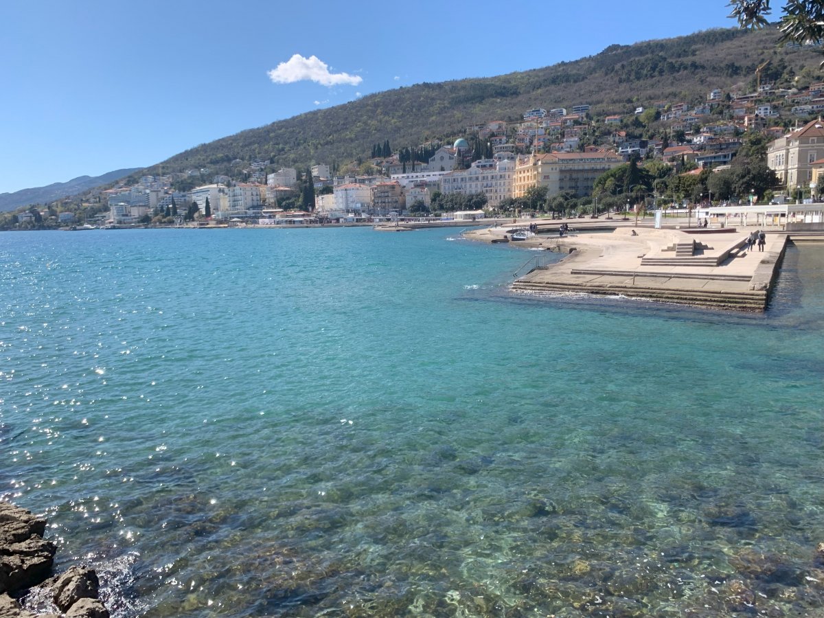 View across to Opatija, plenty of big grand hotels, but actually not so large..