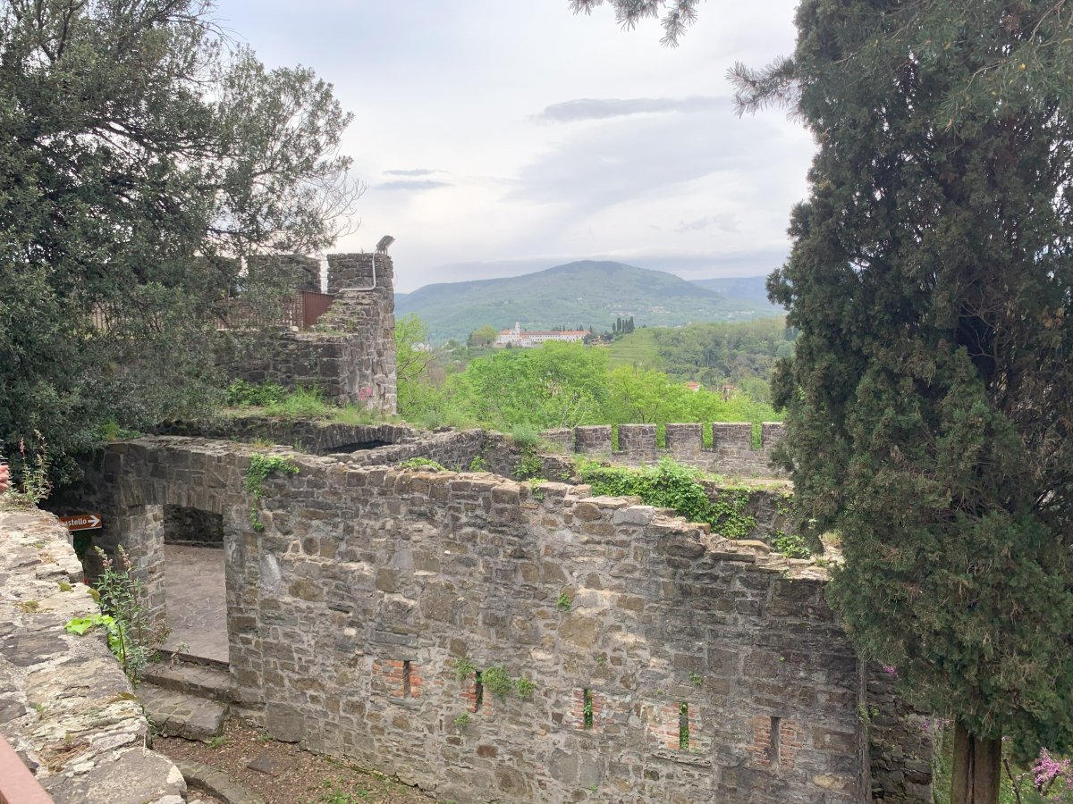 Fantastic view from Old Gorica castello in ITALY over to the Monastery in Gorica, SLOVENIA.. Fantastic view from Old Gorica castello in ITALY over to the Monastery in Gorica, SLOVENIA..