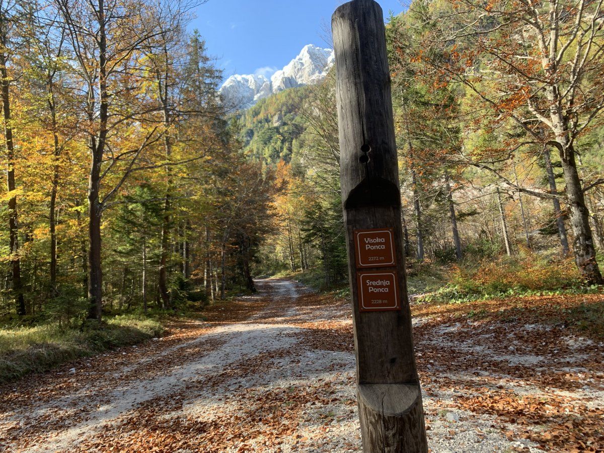 the biggest mountains are marked out along the path..