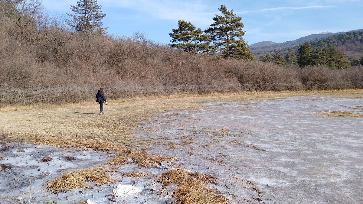 could this white line be the evidence of the water line where the lake filled to.. could this white line be the evidence of the water line where the lake filled to..
