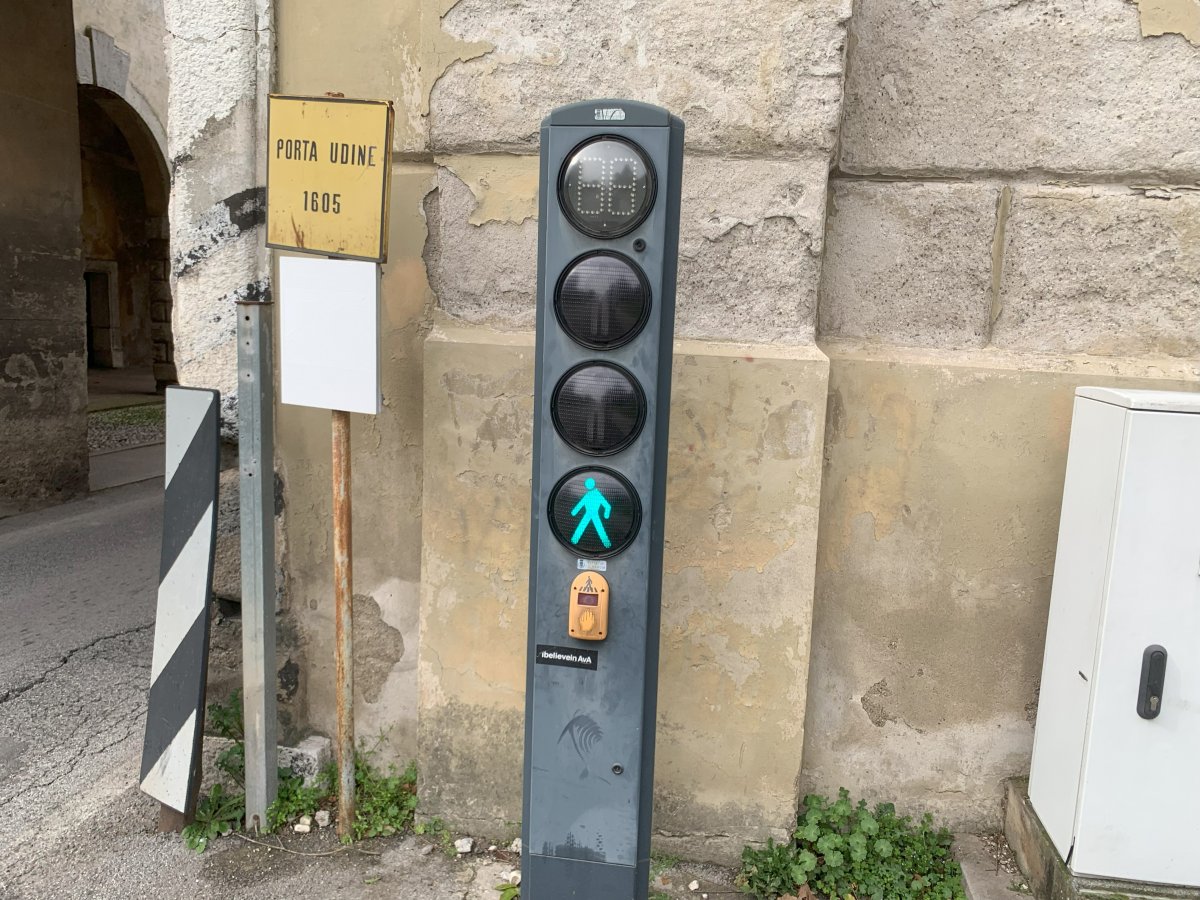 Cute traffic light system for pedestrians to get through the main gates.. Cute traffic light system for pedestrians to get through the main gates..