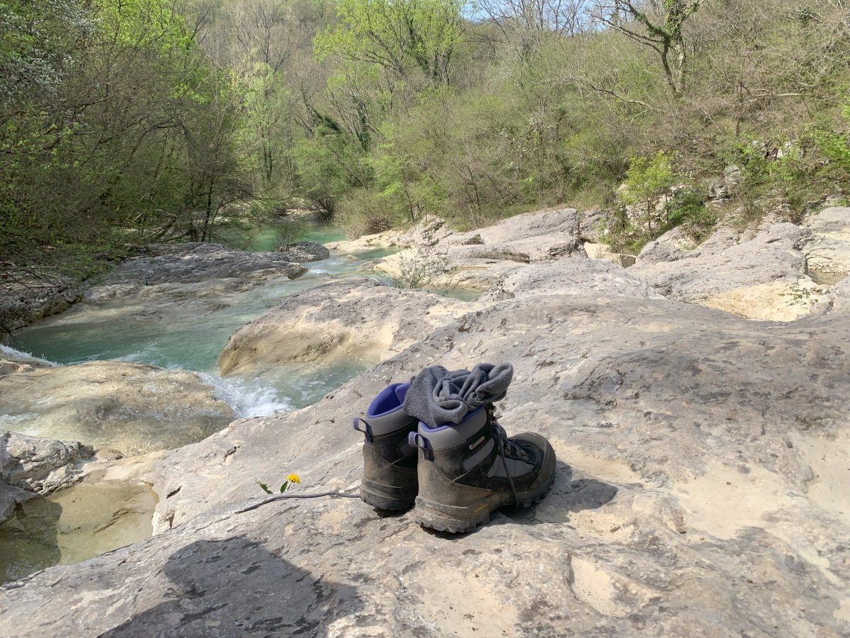 Take your boots off and refresh your tootsies in the crystal clear water..