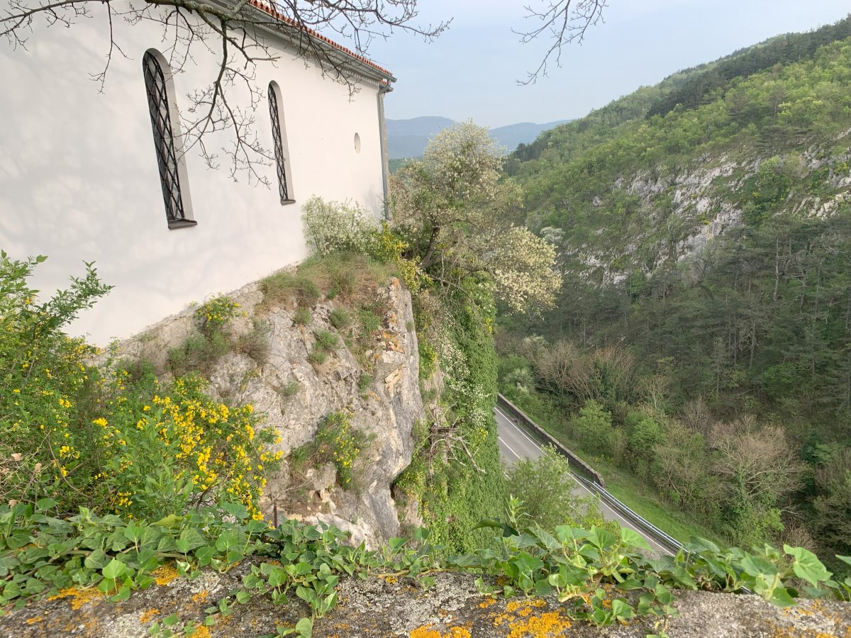 The Fortress Church towers above the ancient road.. The Fortress Church towers above the ancient road..